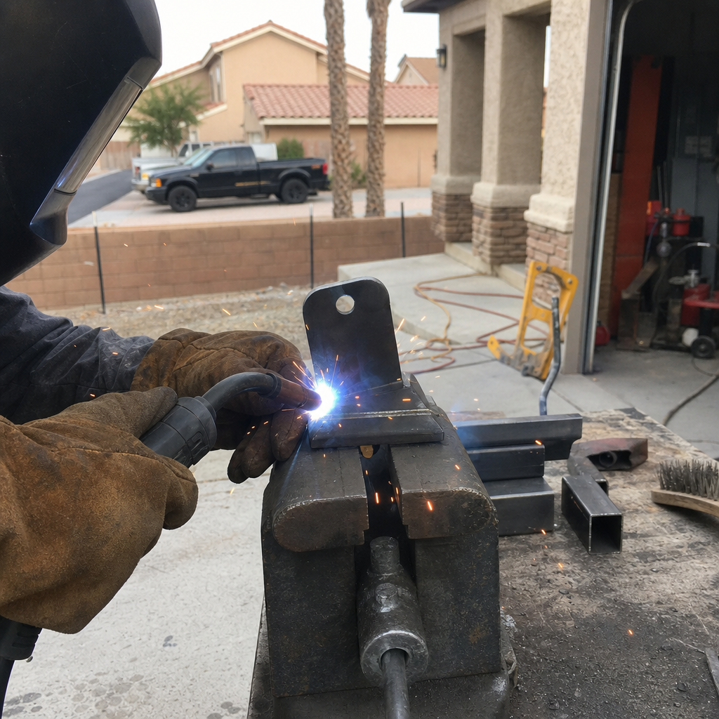 Welder performing gate parts and welding